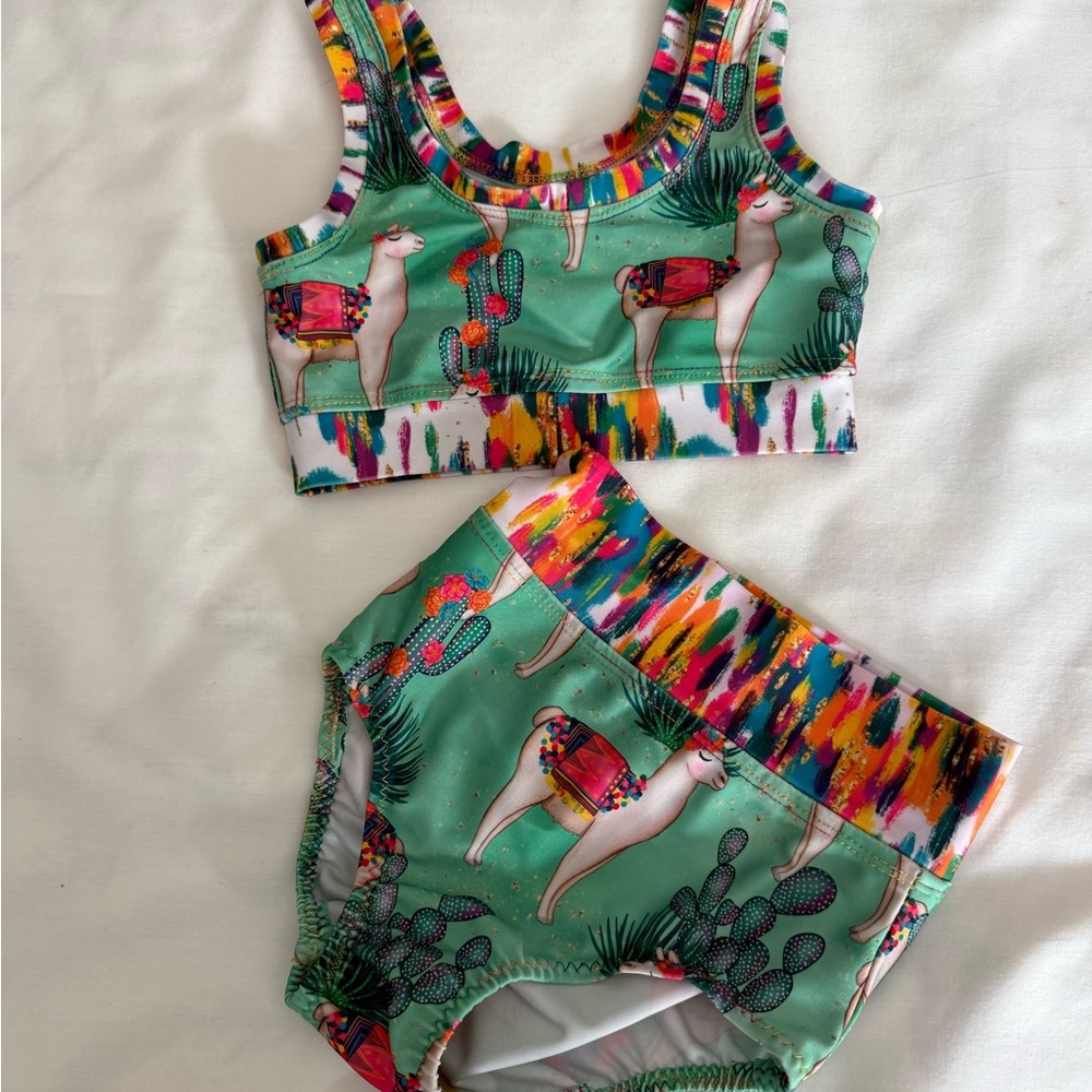 Colorful Llama Print Dancewear Set